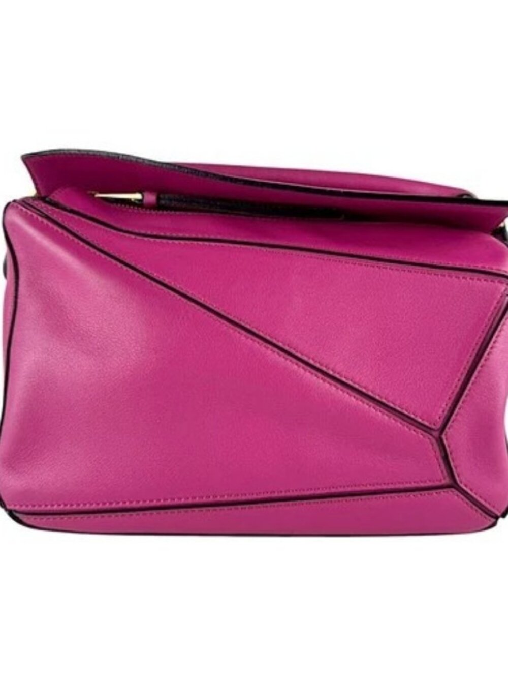 Auth LOEWE Puzzle Bag Handbag Shoulder Bag Pink Leather/Goldtone - z10024